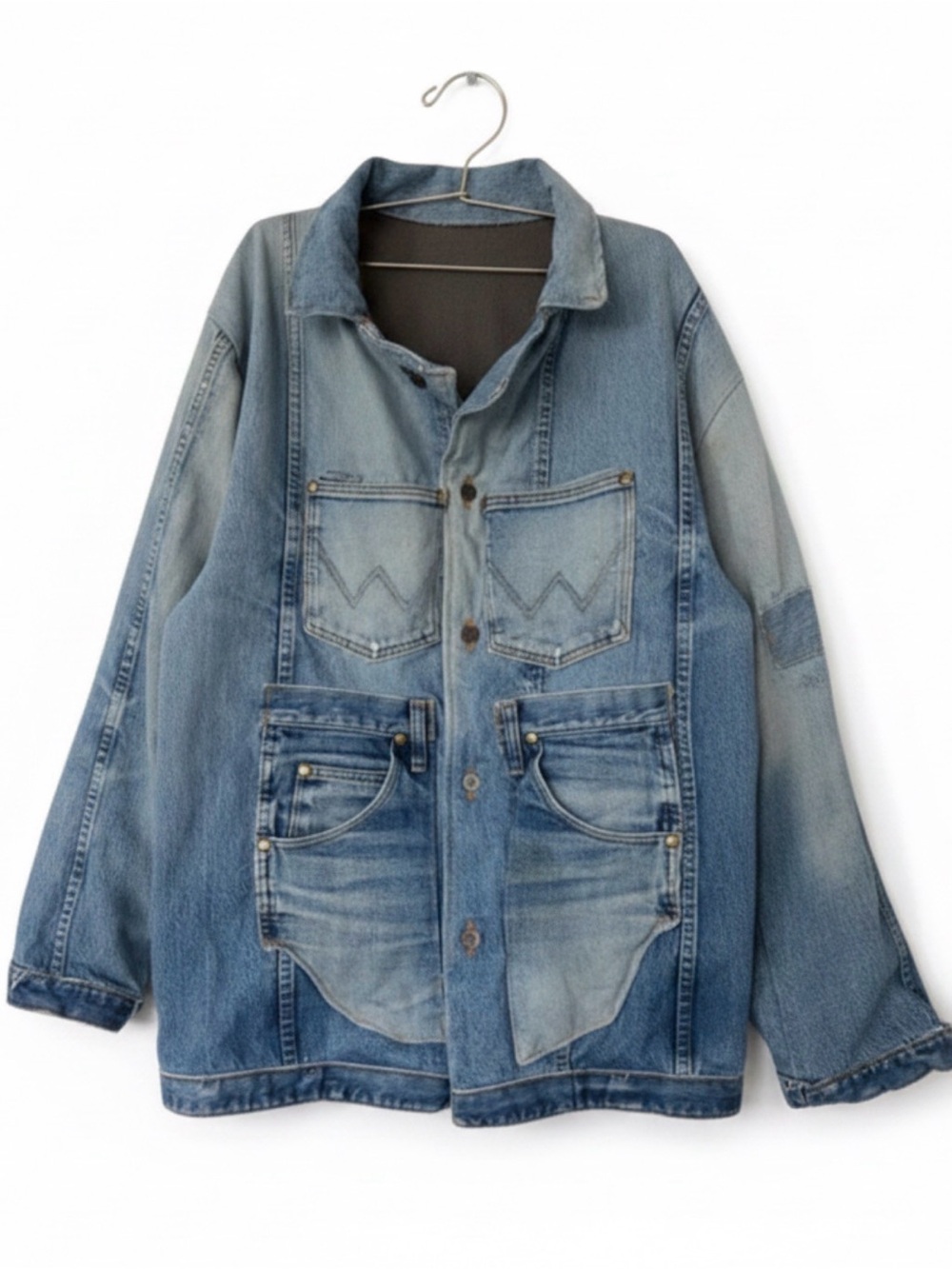 Custom Wrangler Denim Barn Coat Fleece Lined Western Chore Coat One Of A Kind